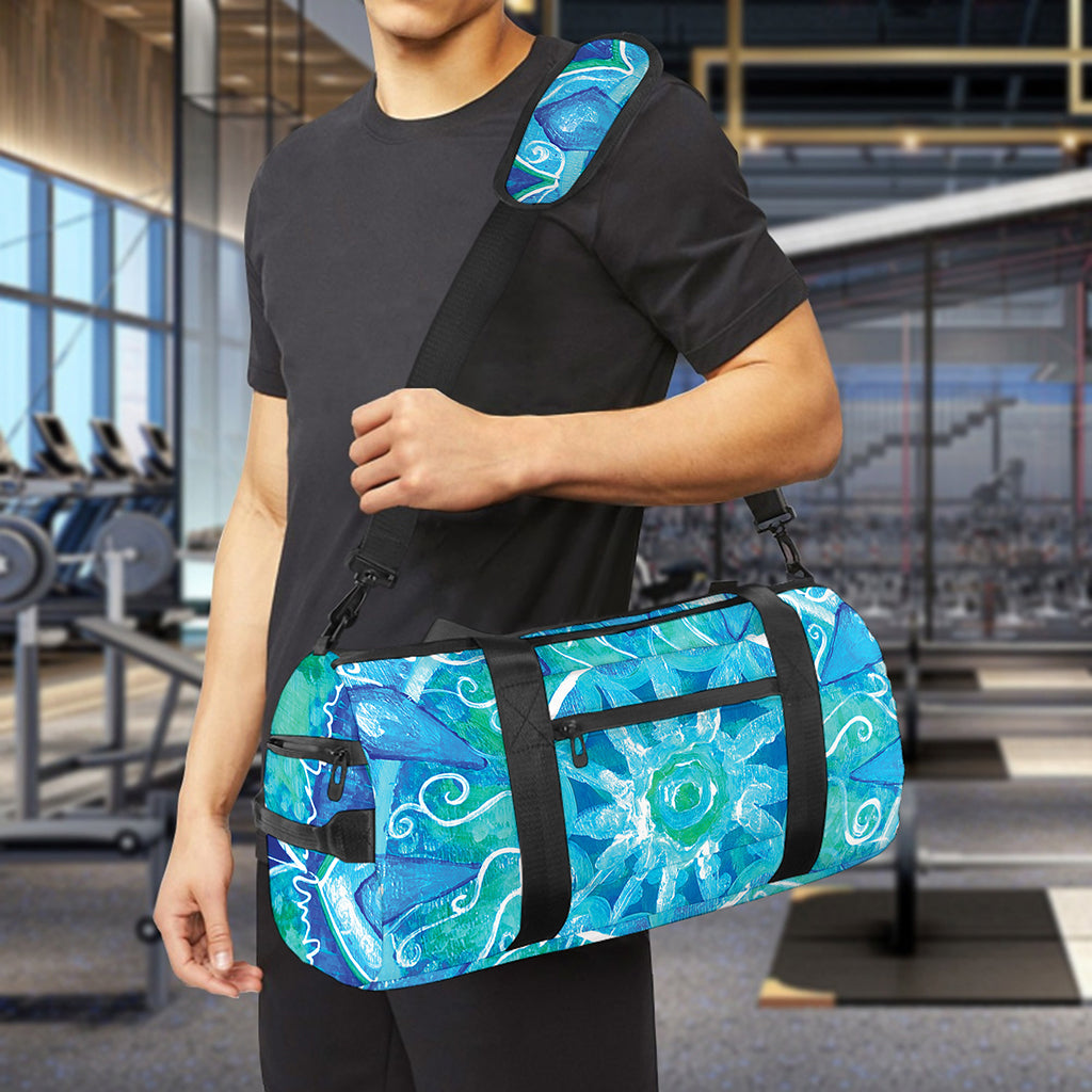 Blue Vishuddha Chakra Mandala Print Gym Bag