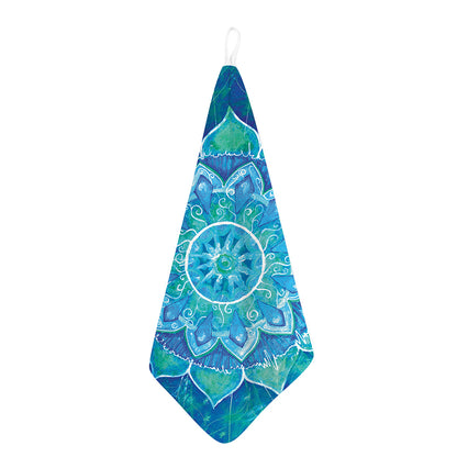 Blue Vishuddha Chakra Mandala Print Hand Towel