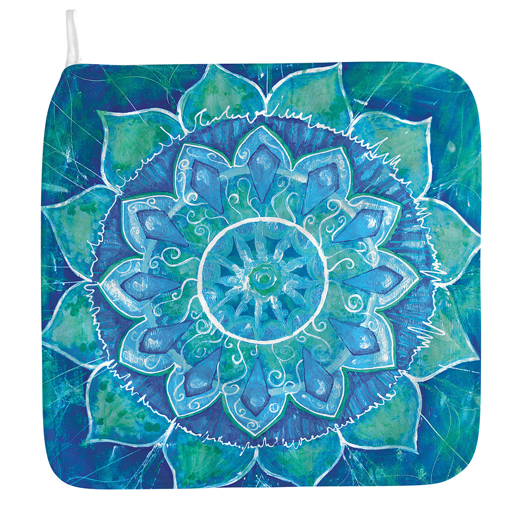 Blue Vishuddha Chakra Mandala Print Hand Towel