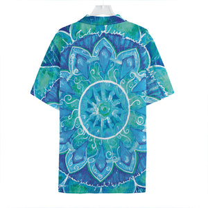 Blue Vishuddha Chakra Mandala Print Hawaiian Shirt