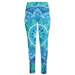 Blue Vishuddha Chakra Mandala Print High-Waisted Pocket Leggings