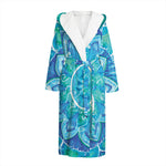 Blue Vishuddha Chakra Mandala Print Hooded Bathrobe