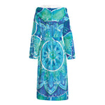 Blue Vishuddha Chakra Mandala Print Hooded Bathrobe