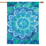 Blue Vishuddha Chakra Mandala Print House Flag