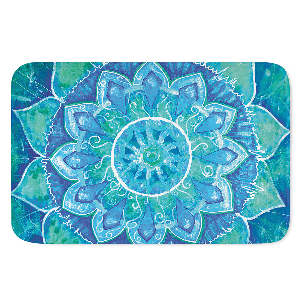 Blue Vishuddha Chakra Mandala Print Indoor Door Mat