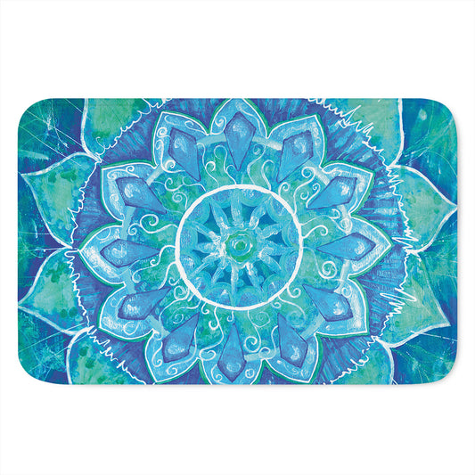 Blue Vishuddha Chakra Mandala Print Indoor Door Mat