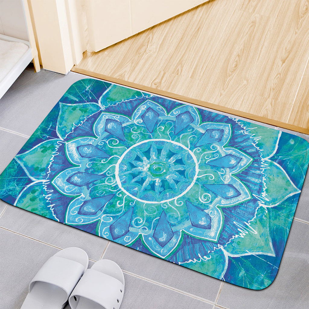 Blue Vishuddha Chakra Mandala Print Indoor Door Mat