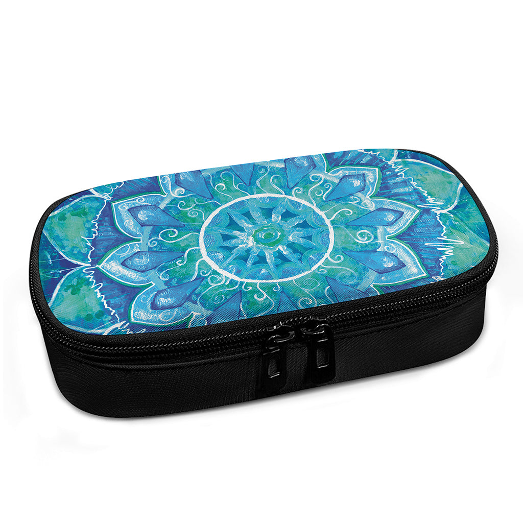 Blue Vishuddha Chakra Mandala Print Insulin Cooler Travel Case
