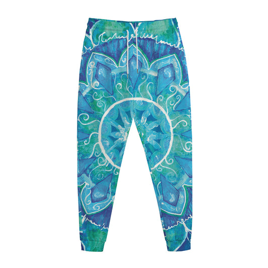 Blue Vishuddha Chakra Mandala Print Jogger Pants