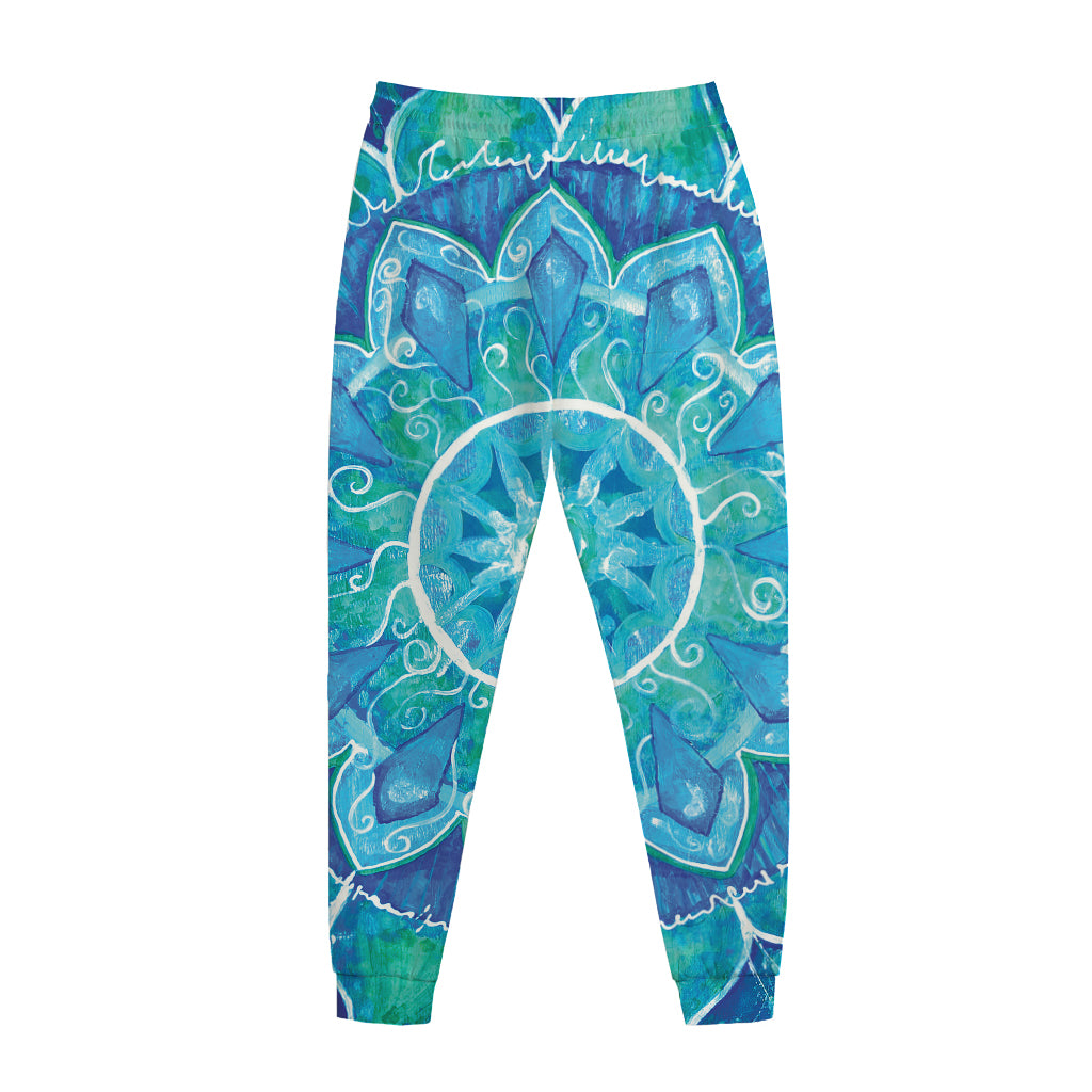 Blue Vishuddha Chakra Mandala Print Jogger Pants