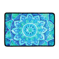 Blue Vishuddha Chakra Mandala Print Kitchen Mat