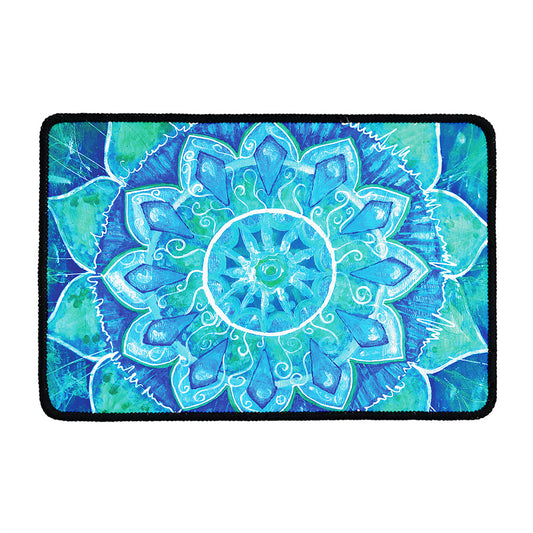 Blue Vishuddha Chakra Mandala Print Kitchen Mat
