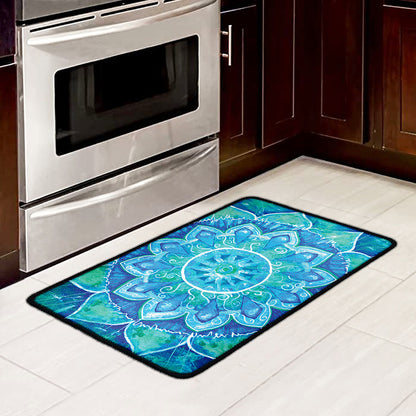 Blue Vishuddha Chakra Mandala Print Kitchen Mat