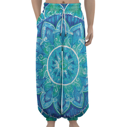 Blue Vishuddha Chakra Mandala Print Lantern Pants