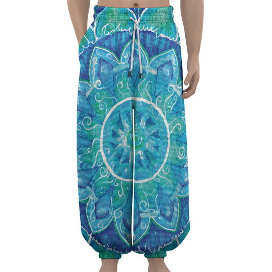 Blue Vishuddha Chakra Mandala Print Lantern Pants