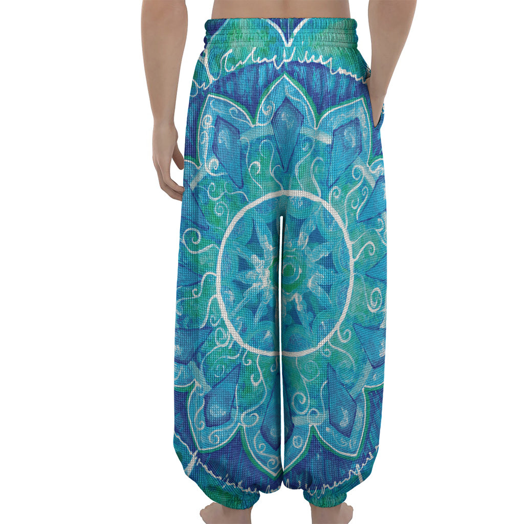 Blue Vishuddha Chakra Mandala Print Lantern Pants