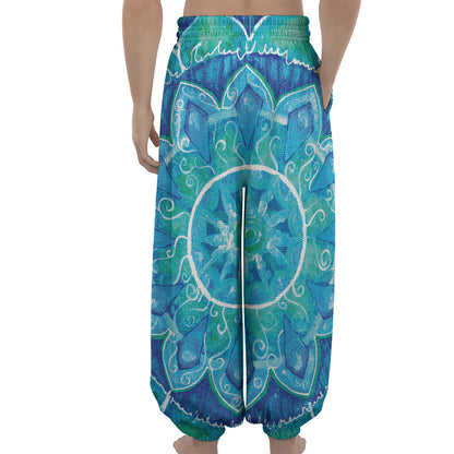 Blue Vishuddha Chakra Mandala Print Lantern Pants