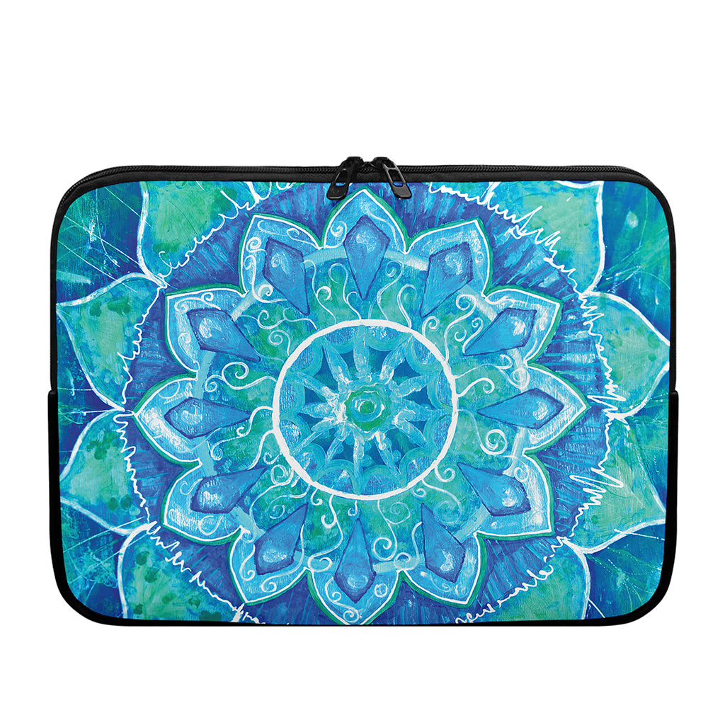 Blue Vishuddha Chakra Mandala Print Laptop Sleeve