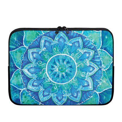 Blue Vishuddha Chakra Mandala Print Laptop Sleeve