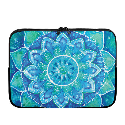 Blue Vishuddha Chakra Mandala Print Laptop Sleeve