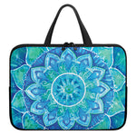 Blue Vishuddha Chakra Mandala Print Laptop Sleeve With Handle