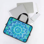 Blue Vishuddha Chakra Mandala Print Laptop Sleeve With Handle