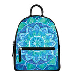 Blue Vishuddha Chakra Mandala Print Leather Backpack