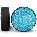 Blue Vishuddha Chakra Mandala Print Leather Spare Tire Cover