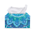 Blue Vishuddha Chakra Mandala Print Leather Tissue Box Cover