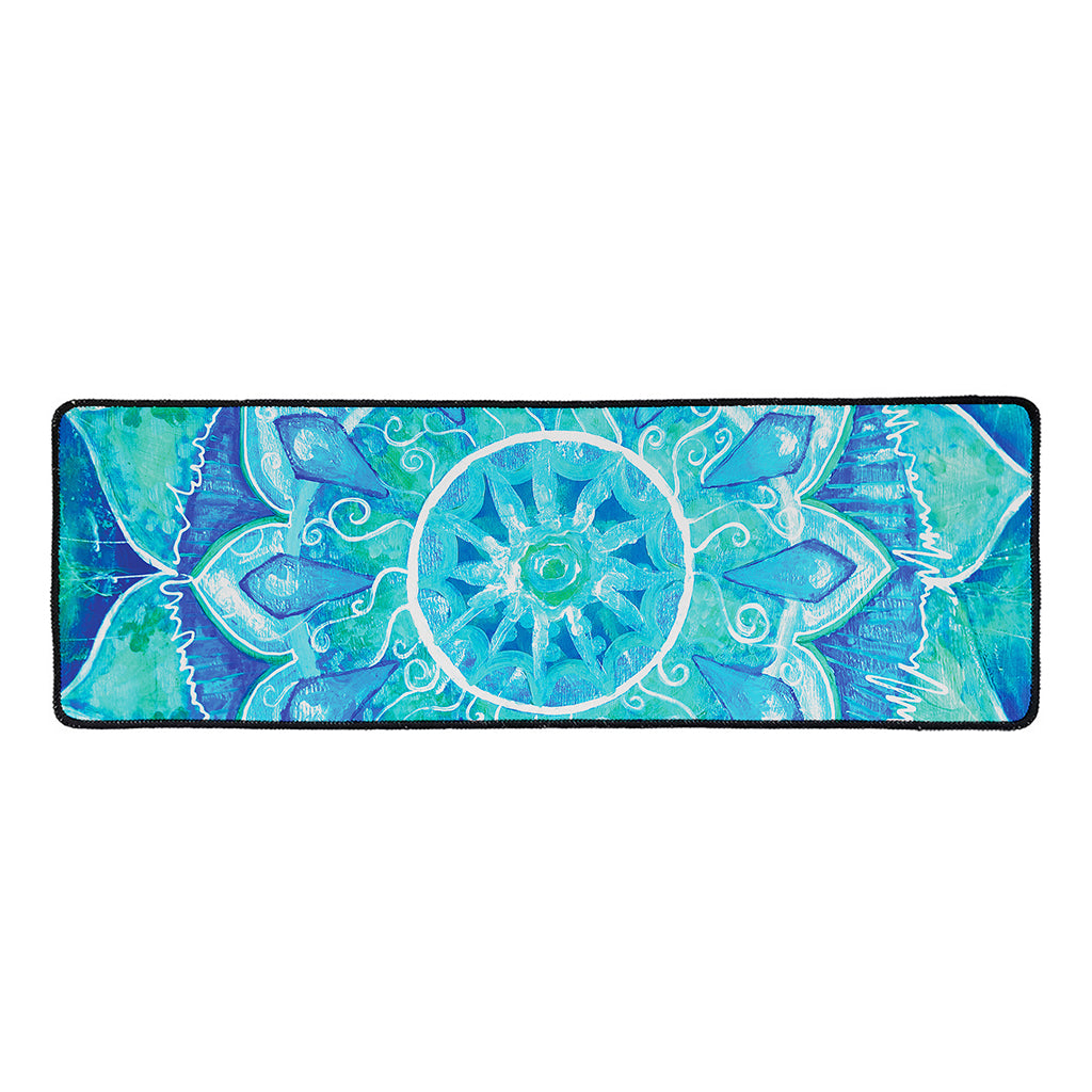 Blue Vishuddha Chakra Mandala Print Long Kitchen Mat