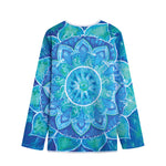 Blue Vishuddha Chakra Mandala Print Long Sleeve Short Coat