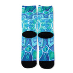 Blue Vishuddha Chakra Mandala Print Long Socks