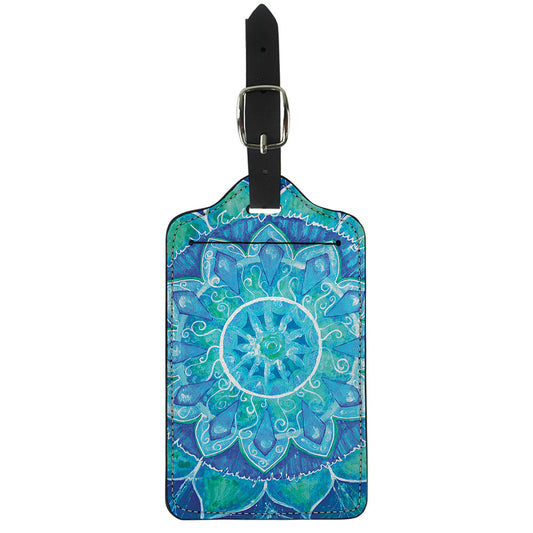 Blue Vishuddha Chakra Mandala Print Luggage Tag