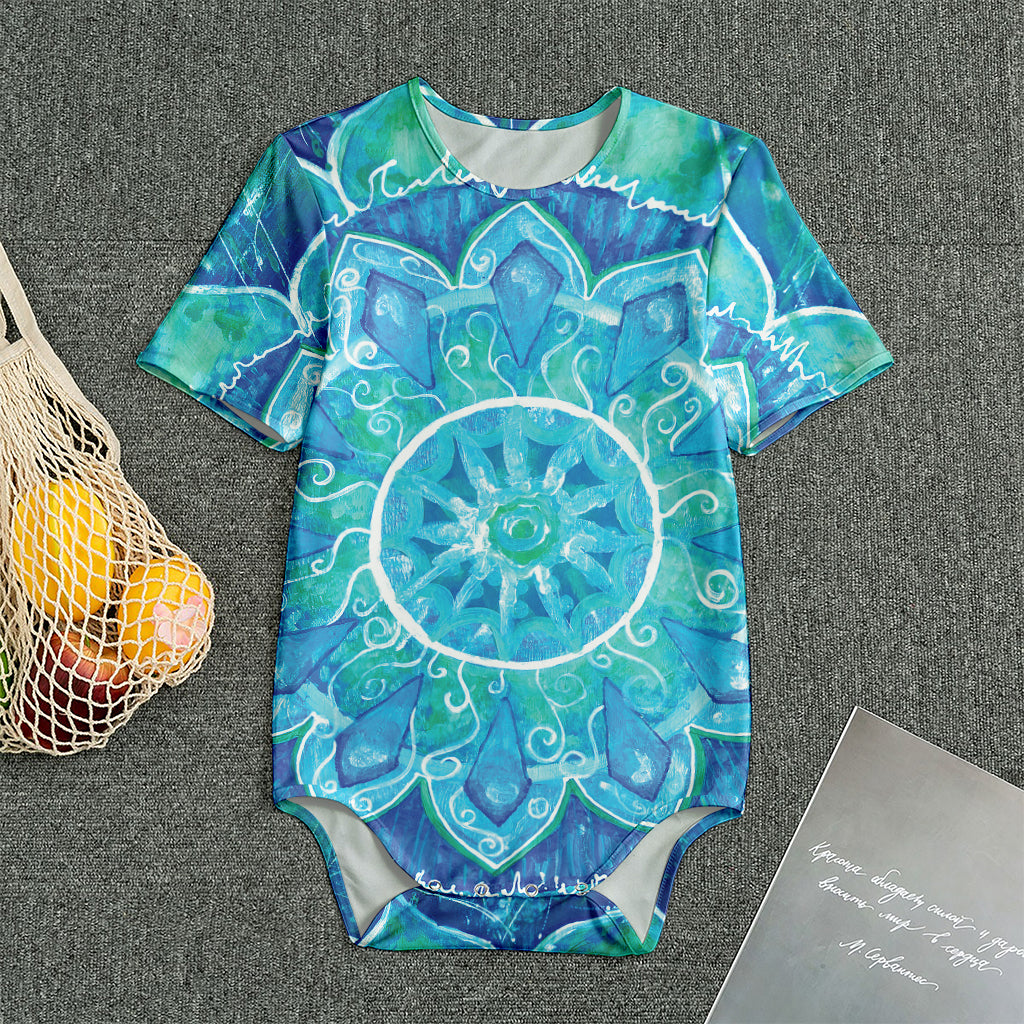 Blue Vishuddha Chakra Mandala Print Men's Bodysuit