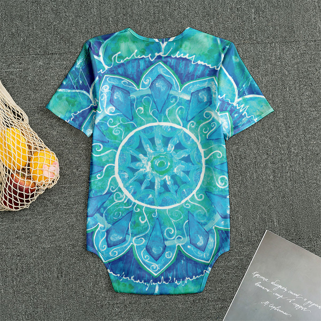Blue Vishuddha Chakra Mandala Print Men's Bodysuit