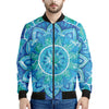 Blue Vishuddha Chakra Mandala Print Men's Bomber Jacket