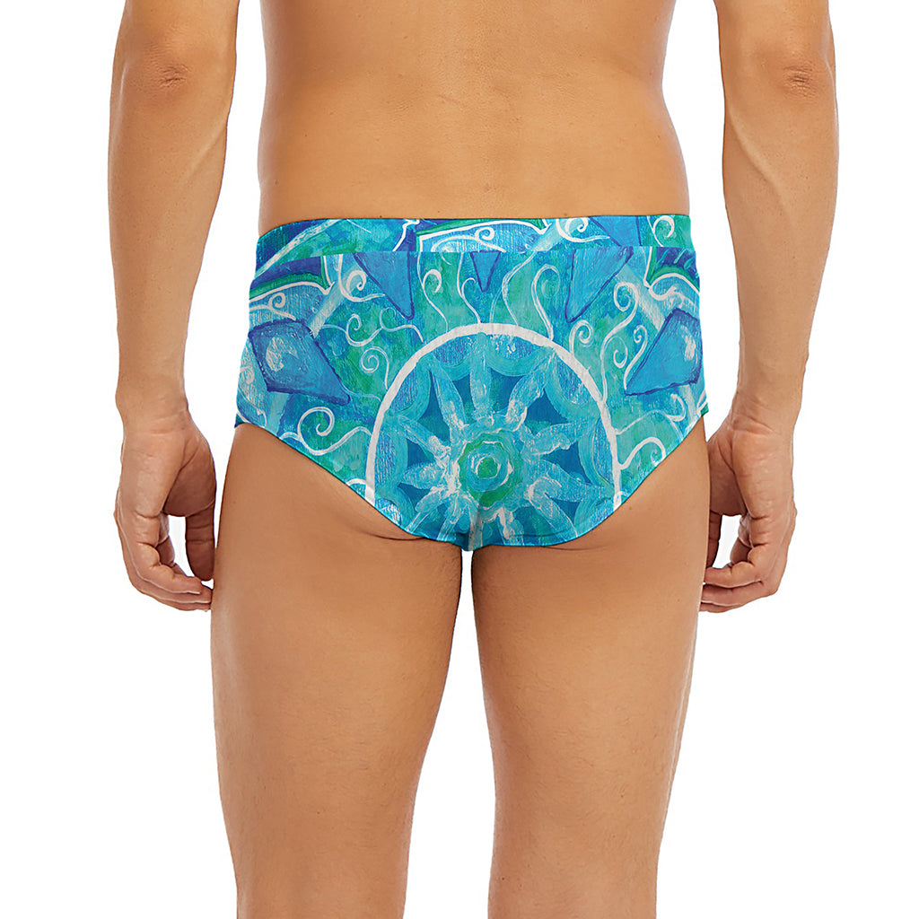 Blue Vishuddha Chakra Mandala Print Men's Briefs