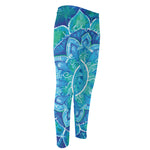Blue Vishuddha Chakra Mandala Print Men's Compression Pants