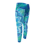 Blue Vishuddha Chakra Mandala Print Men's Compression Pants