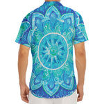 Blue Vishuddha Chakra Mandala Print Men's Deep V-Neck Shirt