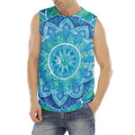 Blue Vishuddha Chakra Mandala Print Men's Fitness Tank Top