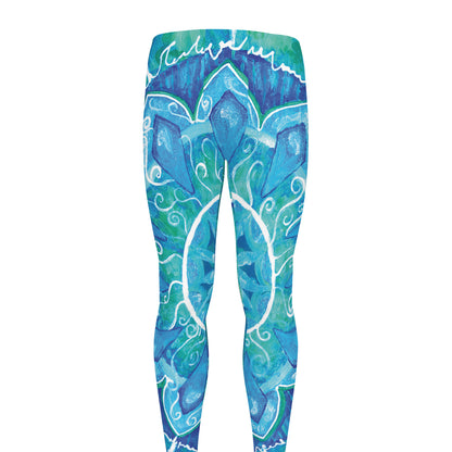 Blue Vishuddha Chakra Mandala Print Men's leggings