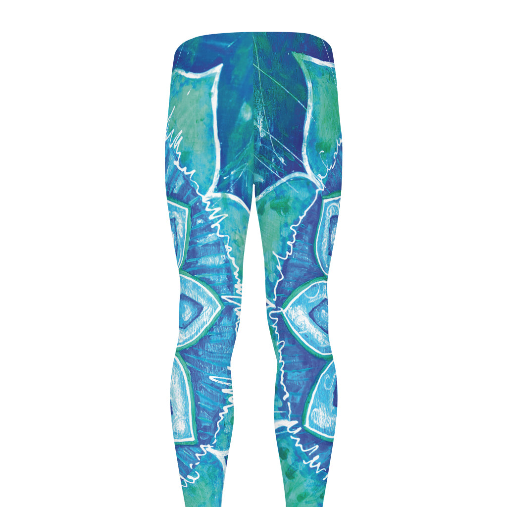 Blue Vishuddha Chakra Mandala Print Men's leggings