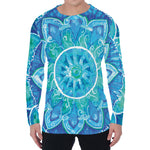 Blue Vishuddha Chakra Mandala Print Men's Long Sleeve T-Shirt