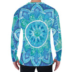 Blue Vishuddha Chakra Mandala Print Men's Long Sleeve T-Shirt