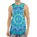 Blue Vishuddha Chakra Mandala Print Men's Muscle Tank Top