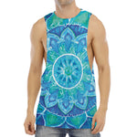 Blue Vishuddha Chakra Mandala Print Men's Muscle Tank Top
