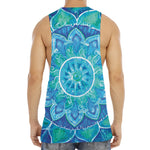 Blue Vishuddha Chakra Mandala Print Men's Muscle Tank Top