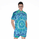Blue Vishuddha Chakra Mandala Print Men's Rompers