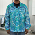 Blue Vishuddha Chakra Mandala Print Men's Shirt Jacket